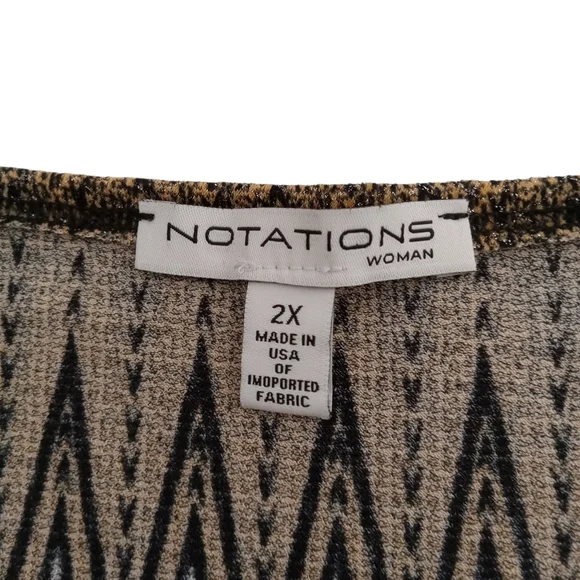 NOTATIONS WOMEN‎ SHORT SLEEVE PULLOVER TOP 2X NWT BROWN AND TAN - Picture 6 of 10